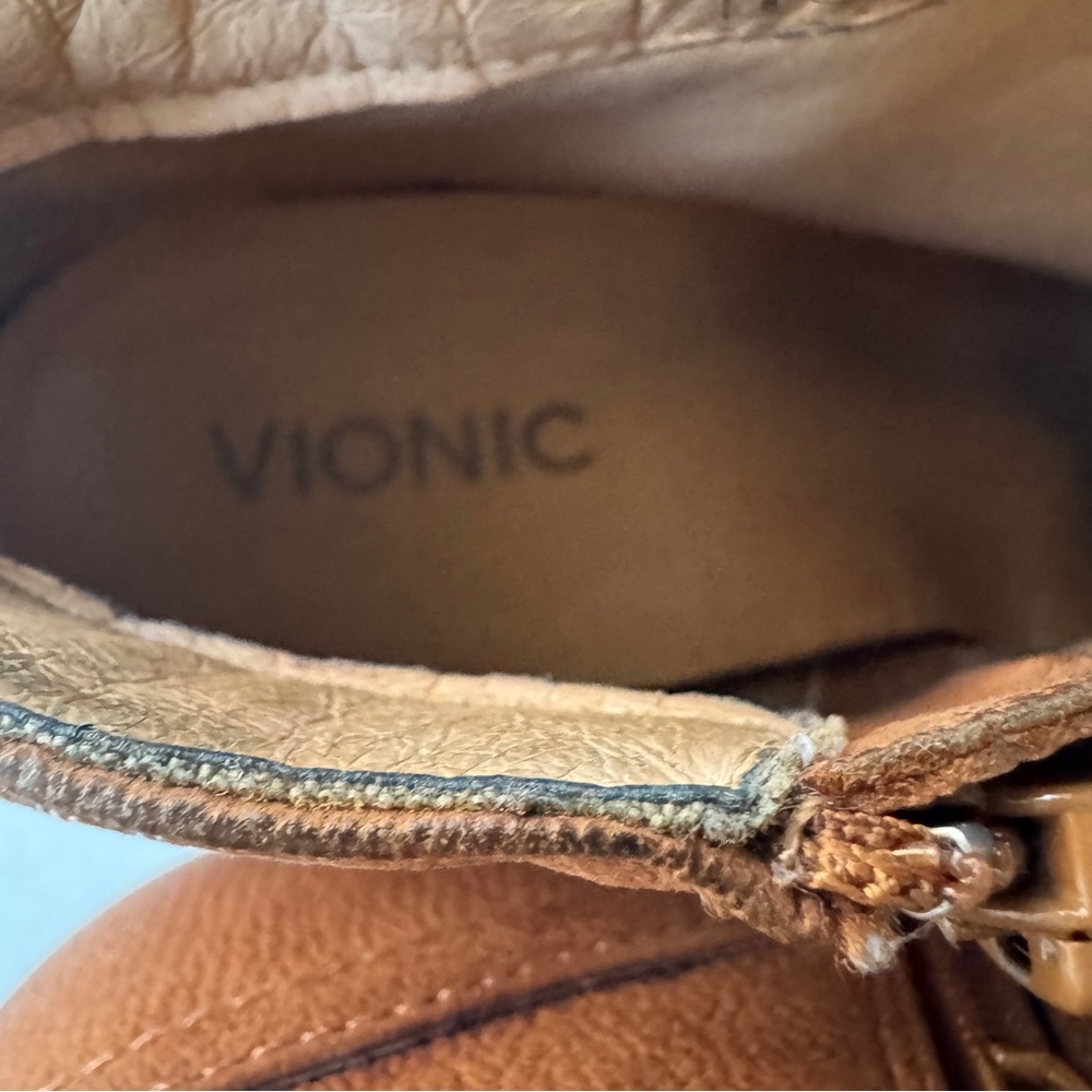 Vionic Upright Upton Leather Ankle Boot Cognac Women's USA Size 8 Casual Travel - Picture 7 of 11